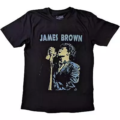 JAMES BROWN Unisex T- Shirt -  Holding Mic - Black  Cotton • £17.99