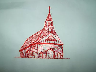 Redwork Churches Machine Embroidery Quilt Blocks  Set Of 12 • $24