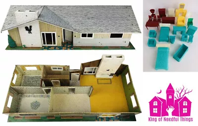 Vintage Marx Tin Litho Doll House Ranch Rooster MCM Contemporary 60s + Furniture • $248.40