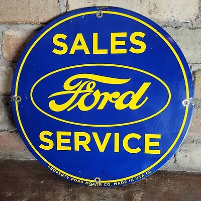 Vintage Dated 1962 Ford Motor Company Sales-service Porcelain Dealer Sign 12  • $165.99