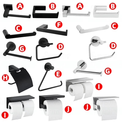 $24.07 • Buy Bathroom Toilet Paper Roll Holder Wall Tissue Storage Hook Black/Chrome