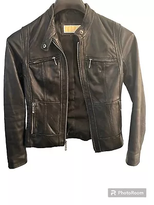 Michael Michael Kors Women's Jacket  Sz XS Black Leather Full Zip Moto Biker • $18