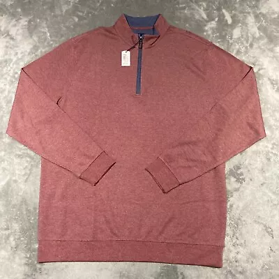 JOHNNIE-O Sweater Men's Size 2XLT Malibu Red Long Sleeve Pullover 1/4 Zip Preppy • $50