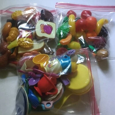$16.23 • Buy Pretend Play Food Lot Nice Collection Of Fast Food, Produce, Pots Pans Dishes