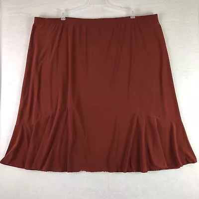 Plus Size Flounce Skirt Womens 3X Rust Orange Slinky Stretch Pull On Elastic • $18.70