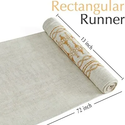 Embroidered Table Runner Farmhouse Linen Table Runner Square Boho Table Runners  • $50.54