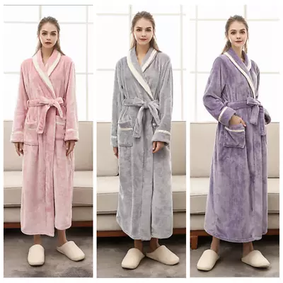 $38.99 • Buy Womens Coral Fleece Bath Robe Lightweight Dressing Gown Robe Sleepwear Quality