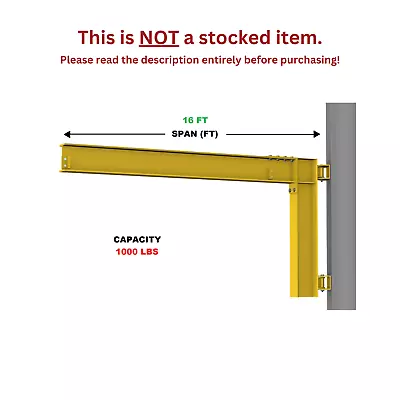 Gorbel Cantilever Jib Crane - 1/2 Ton Capacity Span 16 Ft Wall Mounted • $2890