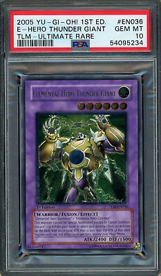 Elemental Hero Thunder Giant TLM-EN036 1st Ed Ultimate Rare PSA 10 Yugioh Card • £900