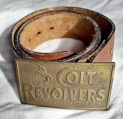 Vintage Colt Revolvers Buckle And Belt Maker Marked Lewis Chicago • $24.99