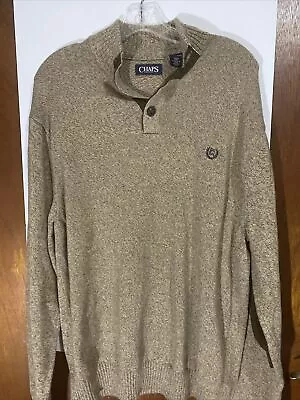 Chaps Pullover Sweater Men's XXL Brown Elbow Patches Long Sleeve Cotton • $19.99