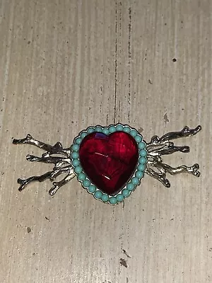 CHRISTIAN LACROIX  Vintage Heart Shaped Brooch  Silver Tone • $358.82