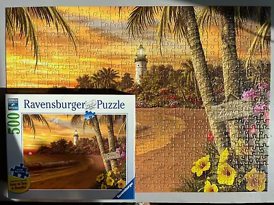 Complete 2015 Ravensburger Tropical Love Sunset Floral 500 Large Piece Puzzle • $12