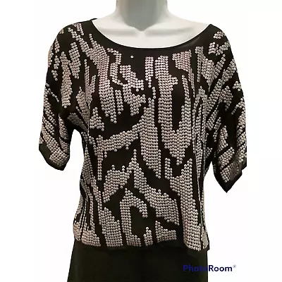 Madison Marcus Black Silk Sequin Top S • $45