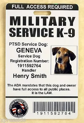 Military Ptsd Service Dog Id Card Service K-9 Id Badge Ada K-9 Tag # 17 • $19.95