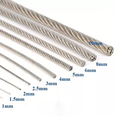 Steel Wire Rope Metal Cable Rigging 7*7 & 7*19 PVC Plastic Coated Dia 0.6mm-12mm • $3.99