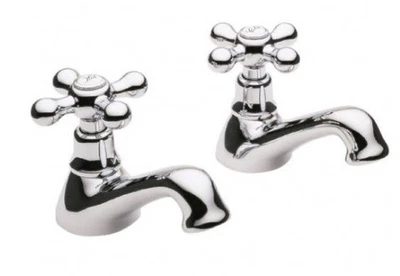 £14.99 • Buy 2X Bath Taps Ceramic Lever Traditional Bath Twin Hot &Cold Tap Pair Chrome