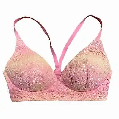 Victoria’s Secret Body By Victoria Lightly Lined Plunge Pink Sherbet Lace 34D • $14.99