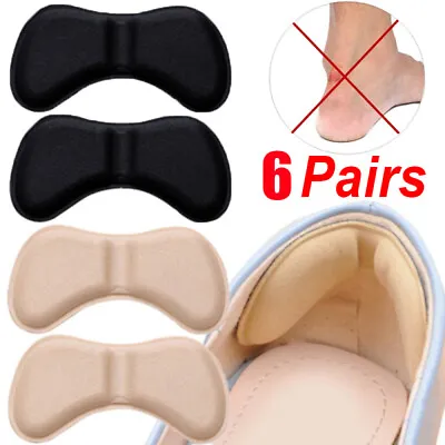 6 Pairs Heel Cushion Pads Comfort Shoe Grips Snugs For Big Shoes Loose Shoes • $11.93