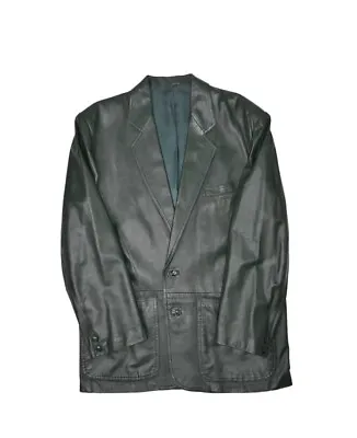 Vintage Vera Pelle Leather Coat Mens 50 L Green Soft Jacket Blazer Car Style • $48.94