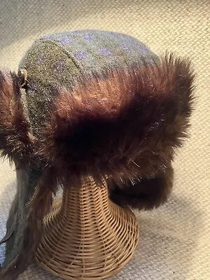 Jack Murphy Wool Tweed Trapper Hat Faux Fur Trim One Size • £9.99
