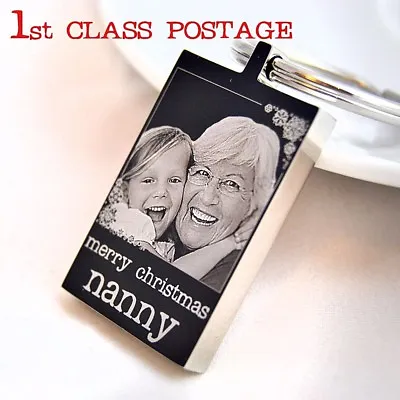 Photo Keyring Keychain Personalised Engraved For Nana Grandparent Christmas Gift • £12.64