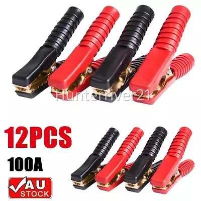 12Pcs 100A Car Battery Alligator Clip Test Terminal Clamps Set Red Black 90MM • $21.69