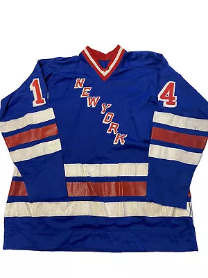 Mens VINTAGE Blue NHL Stitched New York Rangers Jersey Sz L • $89.99