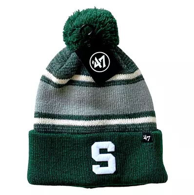 Michigan State SPARTANS '47 Brand Cuffed Knit Hat Embroidered W/ Pom Mens Womens • $9.88