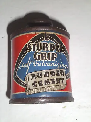 Vintage STURDEE GRIP Self Vulcanizing Rubber Cement Can/Tin Empty RARE 1933 • $18.68