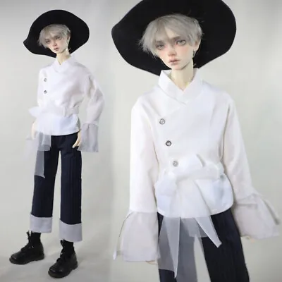 BJD Doll Clothes 1/4 1/3 White Shirt/Striped Cropped Pants Set MSDD Top Trousers • $59.39