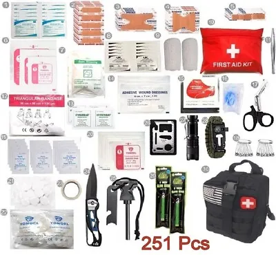 251Pc First Aid Kit For Tactical Emergency Trauma Military Survival Travel Black • $43.16