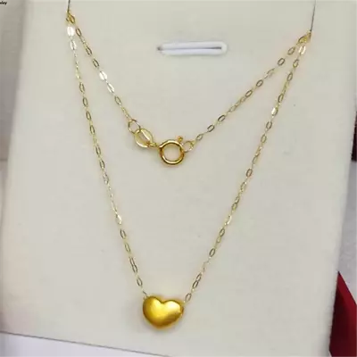 Pure 999 24K Yellow Gold Best Heart Pendant With 18K Gold O Link Necklace 18inch • $66.65