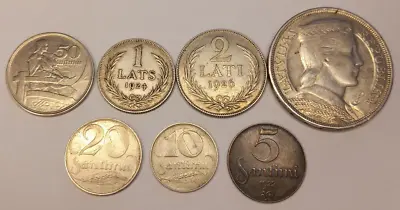 Lot Latvia Of 7 Coins 5 Santimi - 5 Lati 1922-1929 • $89