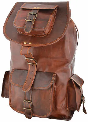Mens New Laptop Backpack Rucksack Messenger Vintage Genuine Leather Satchel Bag • $62.84