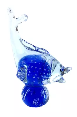 Dolphin IN Murano Glass Submerged Blue Venetian Original Artisan • $28.77