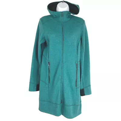 Ibex Hooded Sweater Jacket Small Full Zip Green Merino Wool Blend CJ-1561 • $53.95