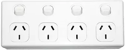 Quad Power Point 10A 250V 4 Gang GPO Socket Outlet - White • $29.61