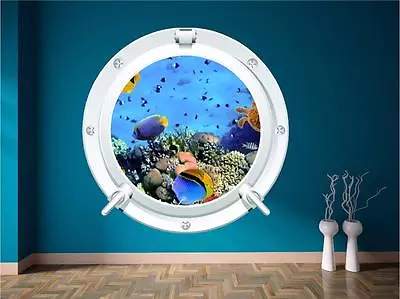 Sea Aquarium Fish Porthole Underwater Submarine Wall Art Sticker Decal P5J • £3.99