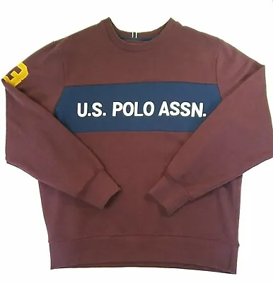 U.S. Polo Assn. #3 Burgundy Medium Crewneck Sweatshirt Pullover Blue/White Logo • $10.49