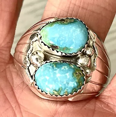 Sonoran Gold Navajo Mens Turquoise Ring Sz 14 Sterling Signed Fans 19g Band • $199.94