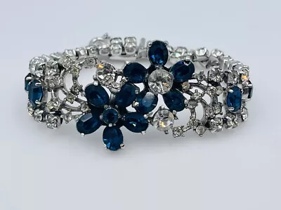Christian Dior By Mitchel Maer Vintage Blue & Clear Glass Rhinestone Bracelet • $950