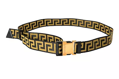 Versace Multi-Color Leather Trimmed Greeca Print Logo Belt • $219.99