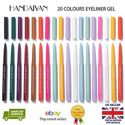 HANDAIYAN Waterproof Matte&Sparkle Gel Automatic Eye Liner Pencil Pen 20 Colours • £2.99