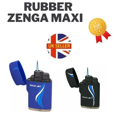 £5.95 • Buy Black & Blue Rubber Zenga Maxi Lighter Refillable Lighter,Turbo Windproof