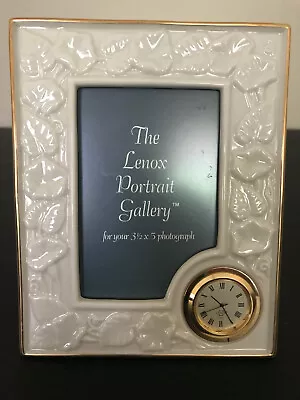 Lenox Morning Glory Embossed Picture Frame W/clock 24k Gold Trim In Bone China • $20