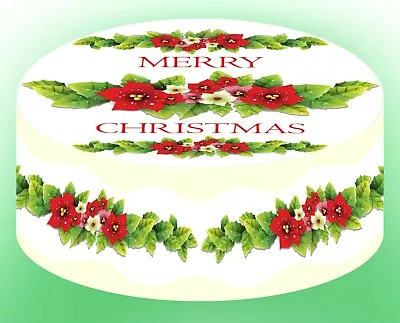 XXI. Pre-cut Edible Merry Christmas Wavy Icing Cake Ribbon Decoration Topper • £4.39