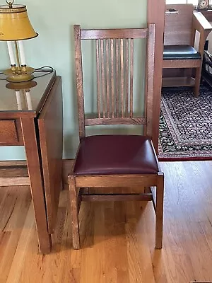 Stickley Mission Oak Arts & Crafts Leather Top Desk Side Chair • $395