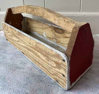 Carpenters Tool Box 20  Pine Wood Tote Caddy Hand Made Primitive Vintage • $26.80