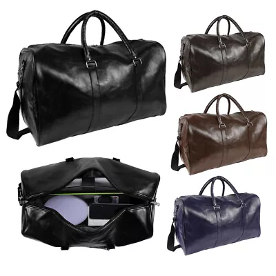 Men's Large Hi-Quality Vintage Leather Duffel Bag Travel Weekend Sport Gym Bag • $17.96